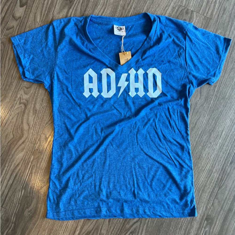 NWT ADHD funny v-neck t-shirt sz XL